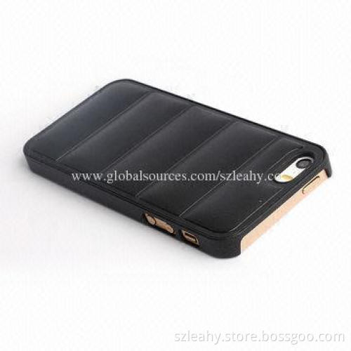 Rubber PC Case for iPhone 5, with PU Leather Stick, Various Colors are Available